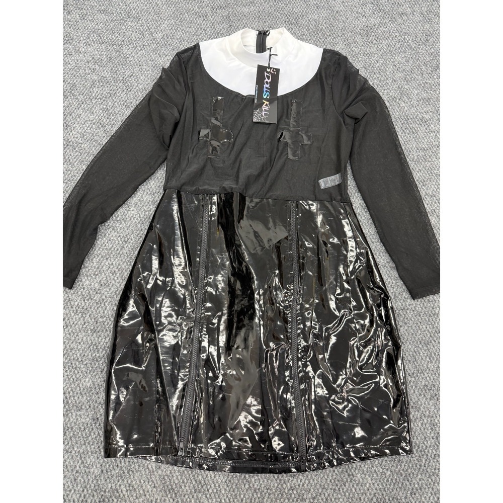 Dolls Kill Sinful Mama Don't Preach Costume Dress Women's 1X Black Nylon Stretch
